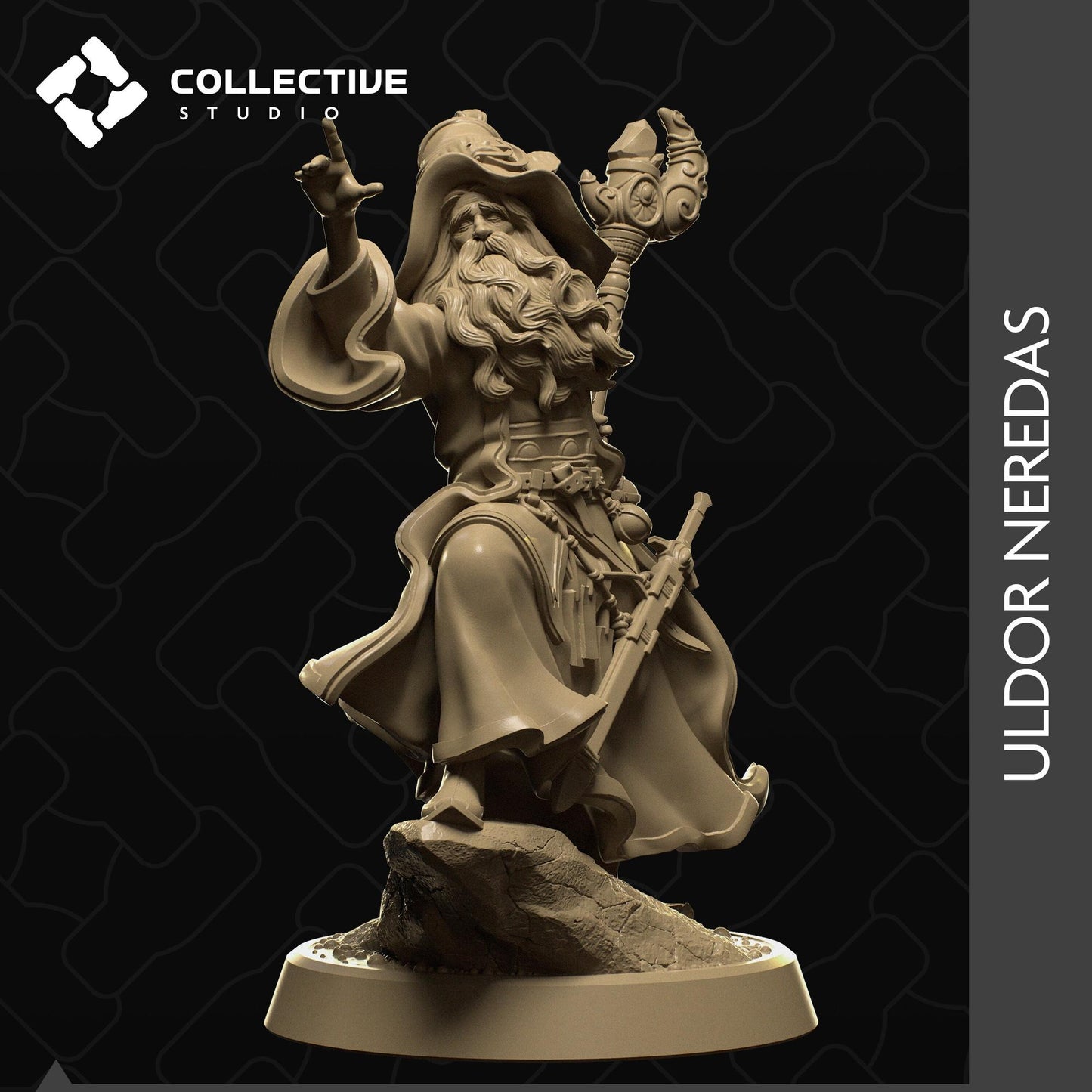Uldor Neredras, Human Wizard | Tabletop Gaming Mini or Display Figure | Collective Studio
