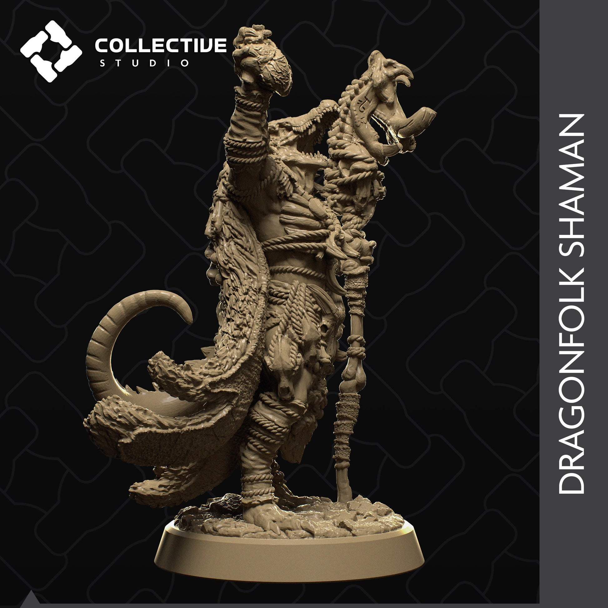 Dragonfolk Shaman | Tabletop Gaming Mini or Display Figure | Collective Studio