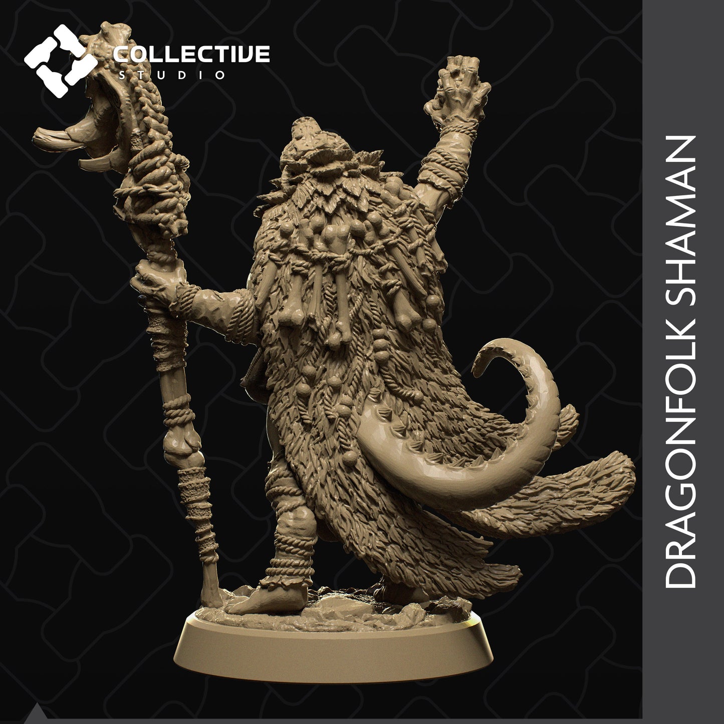 Dragonfolk Shaman | Tabletop Gaming Mini or Display Figure | Collective Studio