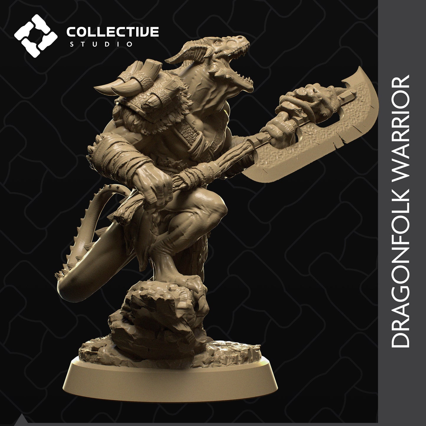Dragonfolk Warrior | Tabletop Gaming Mini or Display Figure | Collective Studio