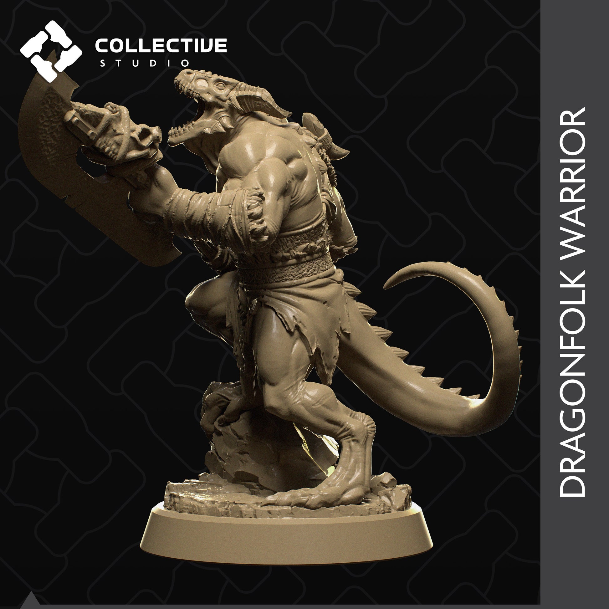 Dragonfolk Warrior | Tabletop Gaming Mini or Display Figure | Collective Studio