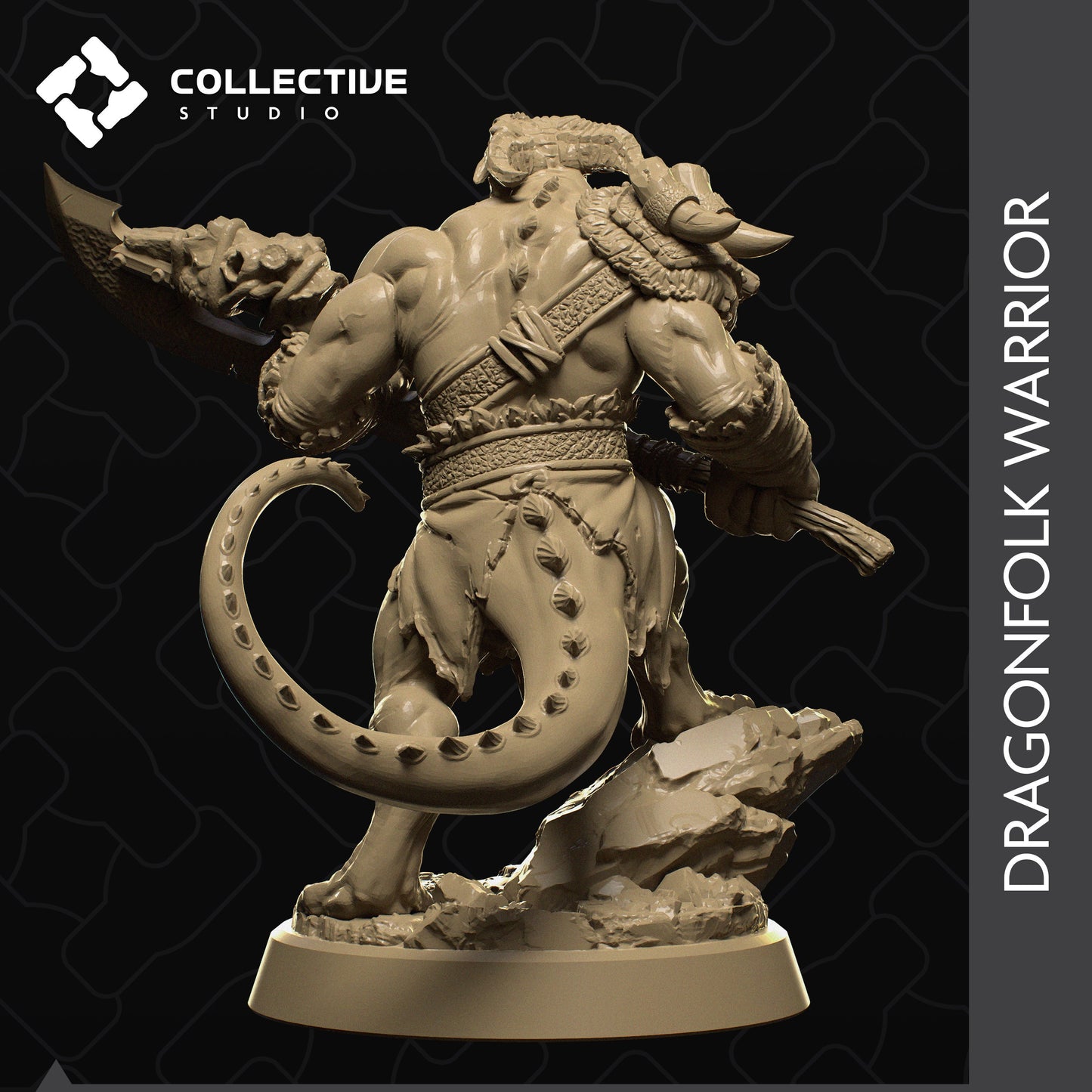 Dragonfolk Warrior | Tabletop Gaming Mini or Display Figure | Collective Studio