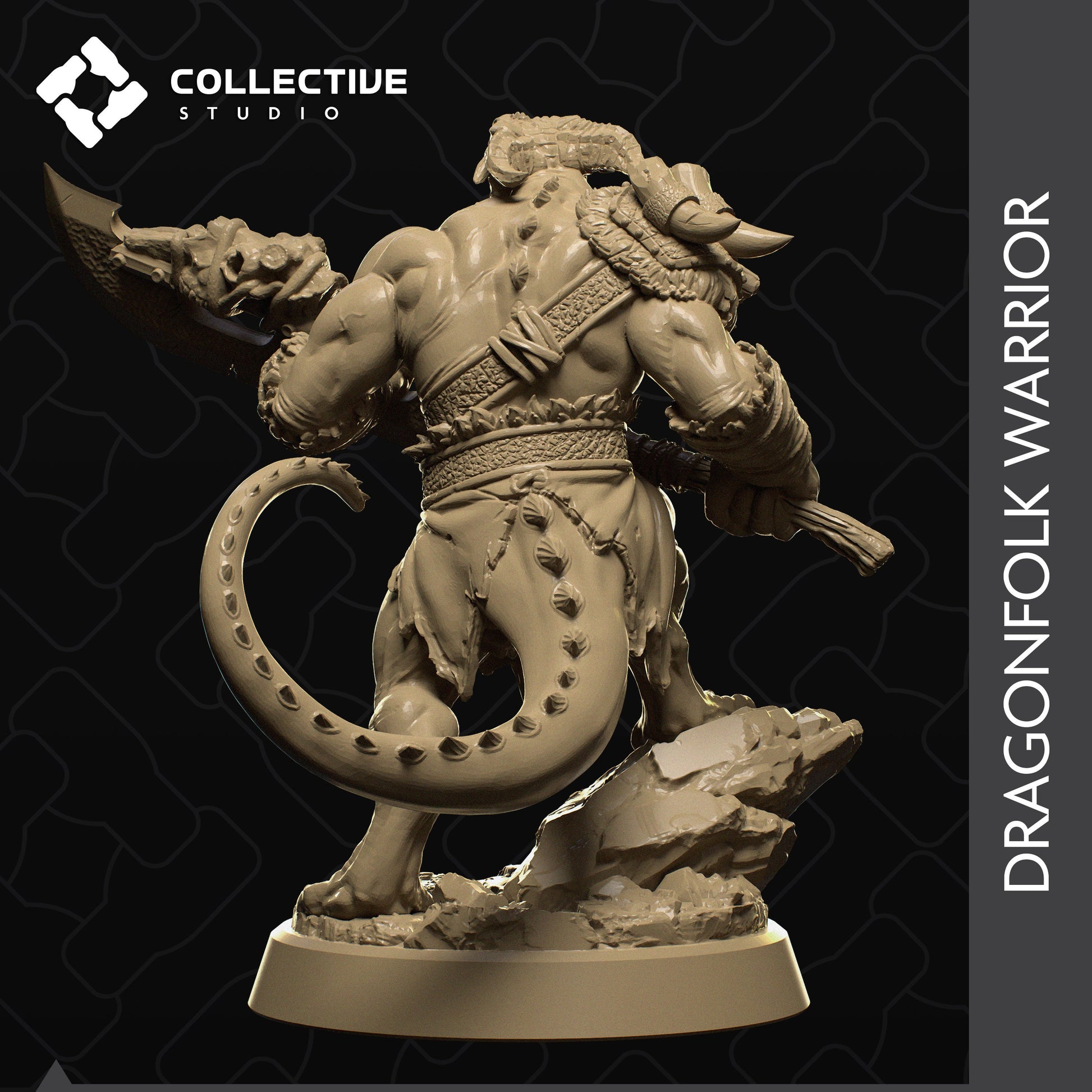 Dragonfolk Warrior | Tabletop Gaming Mini or Display Figure | Collective Studio