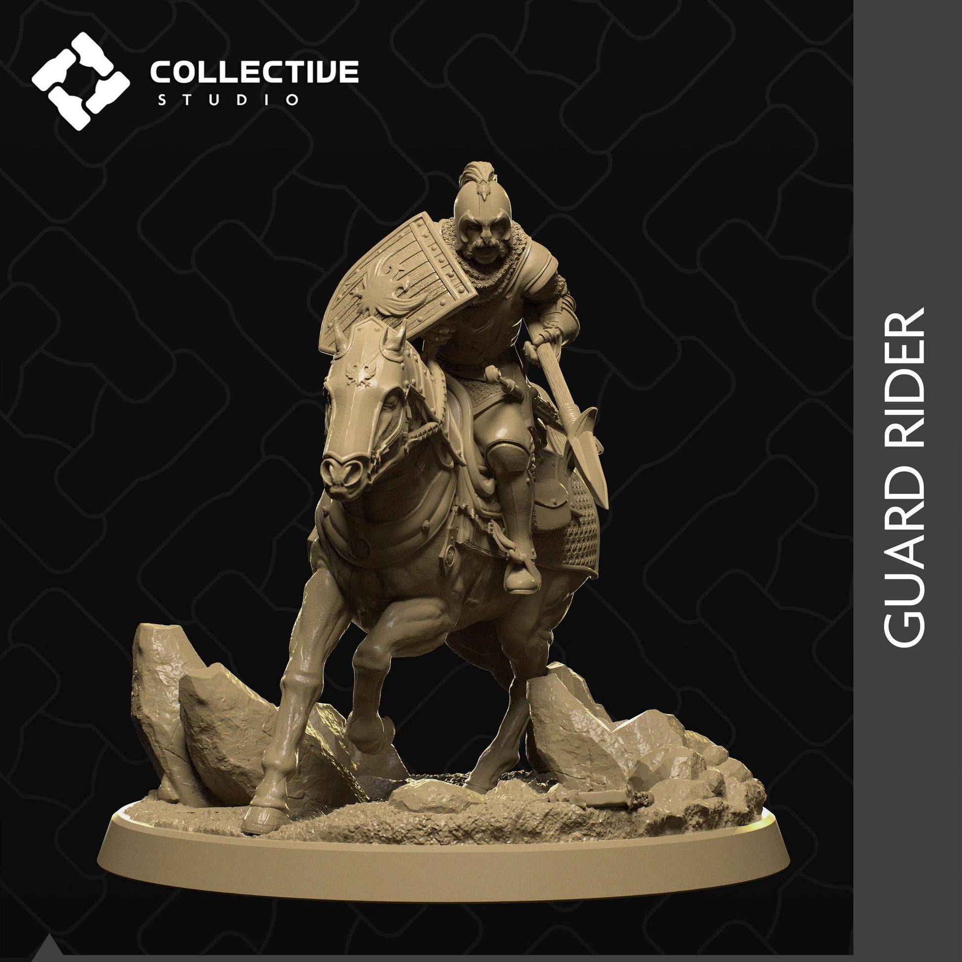 Guard Rider, Mounted Spearman | Tabletop Gaming Mini or Display Figure | Collective Studio