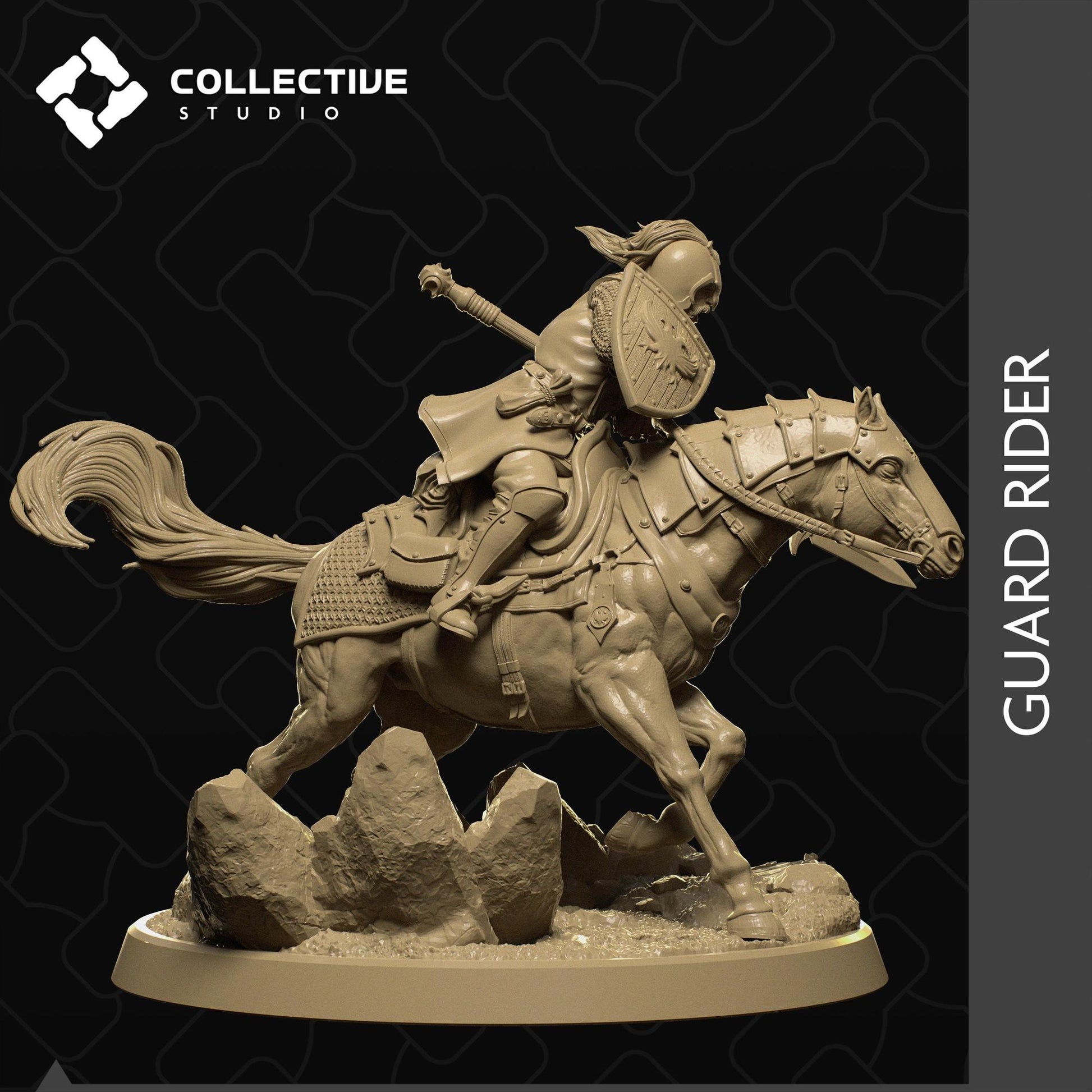 Guard Rider, Mounted Spearman | Tabletop Gaming Mini or Display Figure | Collective Studio