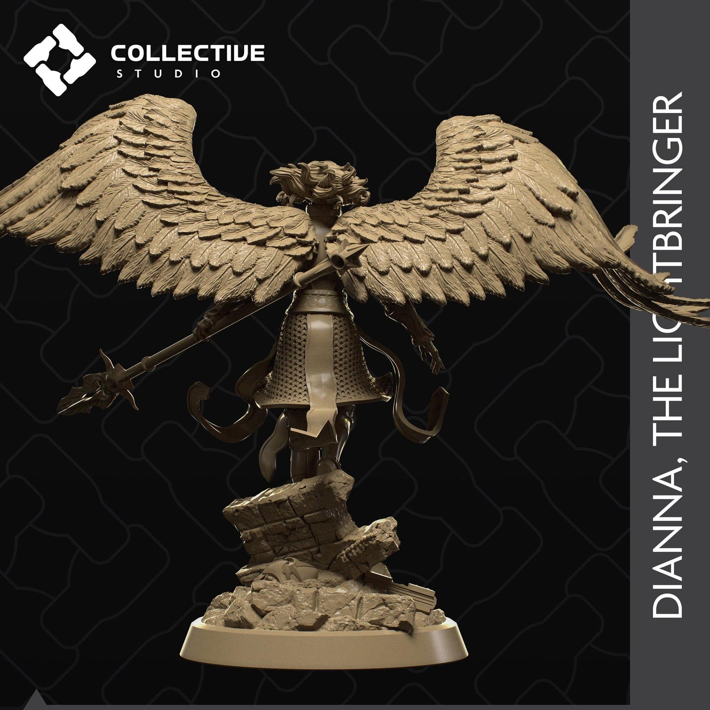 Dianna, the Lightbringer Angel Aasimar Paladin | Tabletop Gaming Mini or Display Figure | Collective Studio