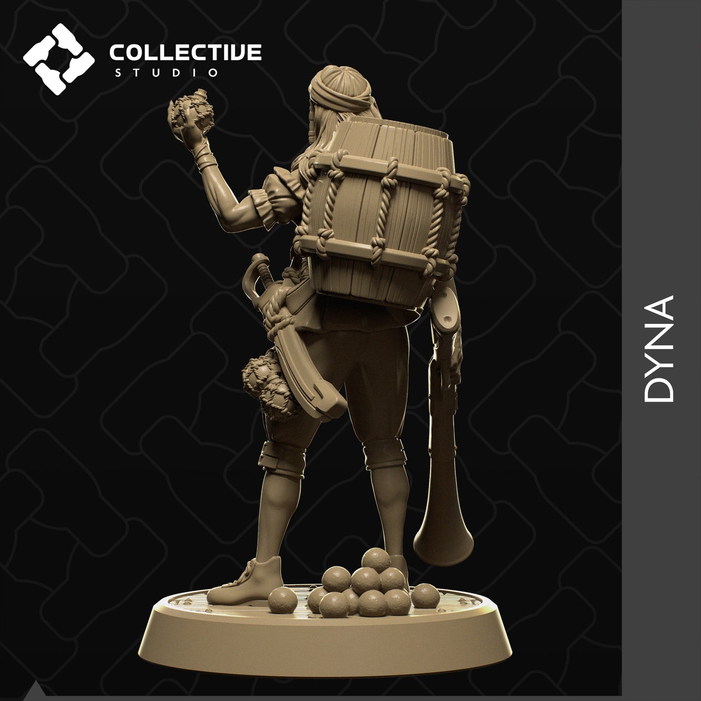 Dyna, Pirate Bomber | Tabletop Gaming Mini or Display Figure | Collective Studio