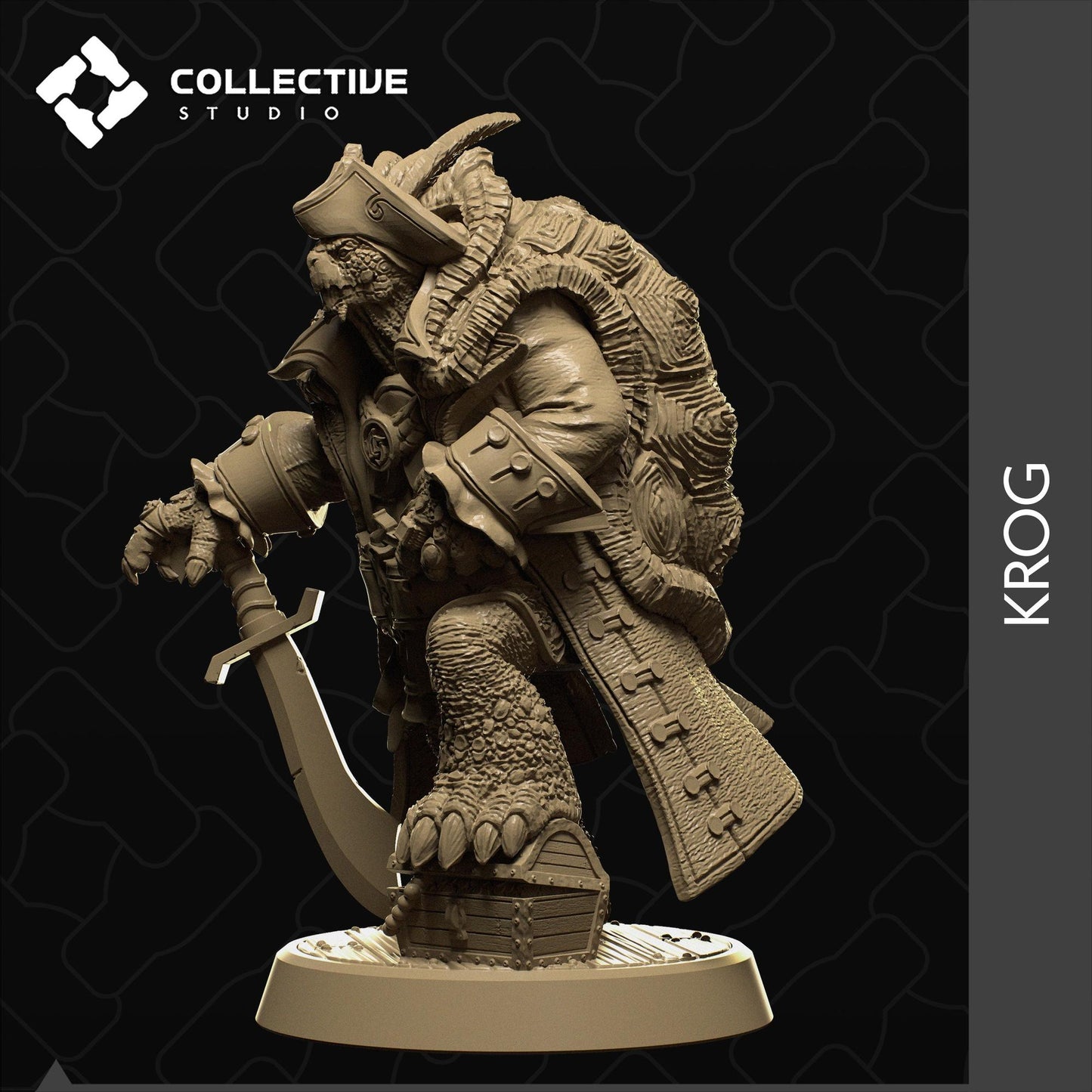 Krog, Tortle Pirate | Tabletop Gaming Mini or Display Figure | Collective Studio
