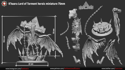 Khaaru Lord of Chaos | TTRPG Miniature | White Werewolf Tavern | Unpainted, Unplated Resin 8k