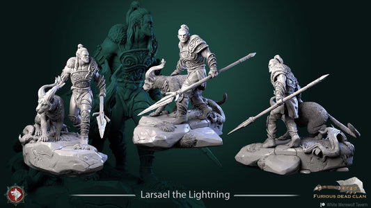 Larsael the Lightning | TTRPG Miniature | White Werewolf Tavern | Unpainted, Unplated Resin 8k