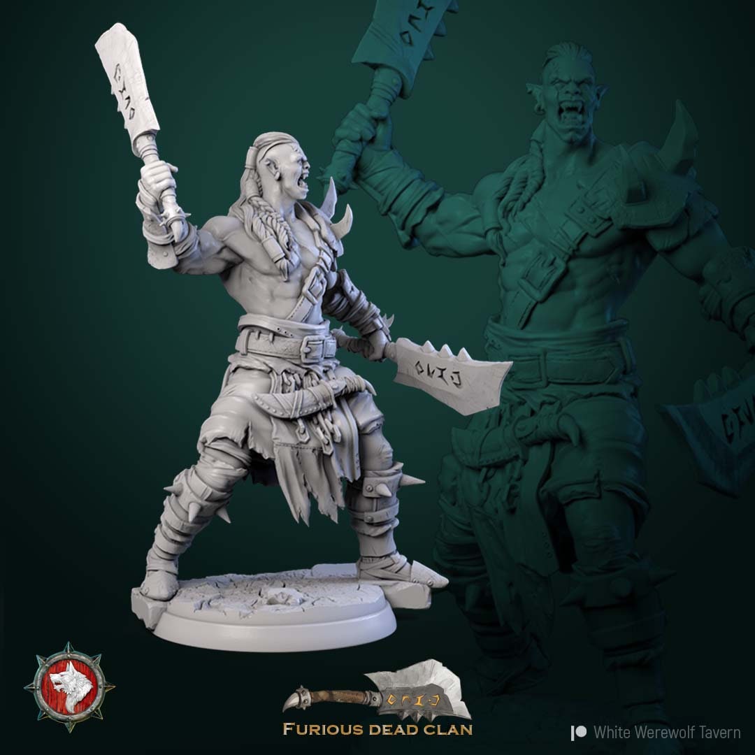 Orc Warriors | TTRPG Miniature | White Werewolf Tavern | Unpainted, Unplated Resin 8k