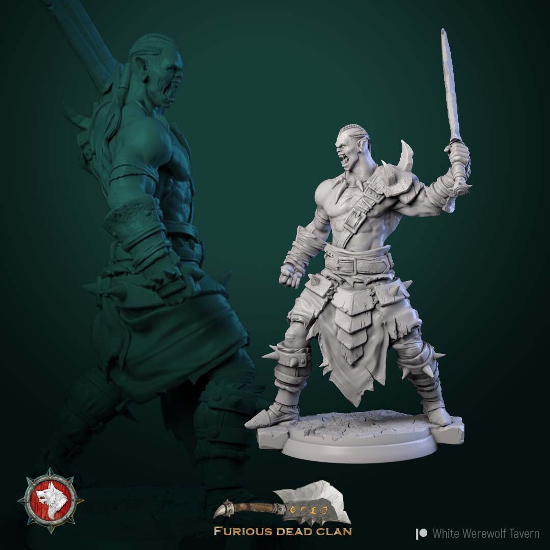 Orc Warriors | TTRPG Miniature | White Werewolf Tavern | Unpainted, Unplated Resin 8k