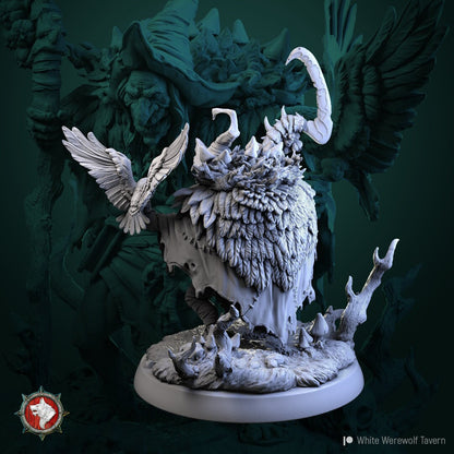 Unpainted Resin Rotten Peggy TTRPG miniature of a white werewolf tavern character by Tattles Told 3D.