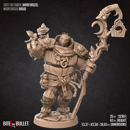 Warforged Druid | TTRPG Miniature | Bite the Bullet | Unpainted, Unplated Resin 8k