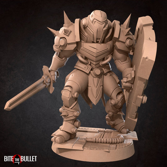 Warforged Warrior | TABLETOP SCALE | D&D TTRPG Miniature | Bite the Bullet | Unpainted, Unplated Resin 8k