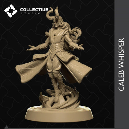 Calleb Whisper, Tiefling Sorcerer Wizard Warlock Mage | Tabletop Gaming Mini or Display Figure | Collective Studio