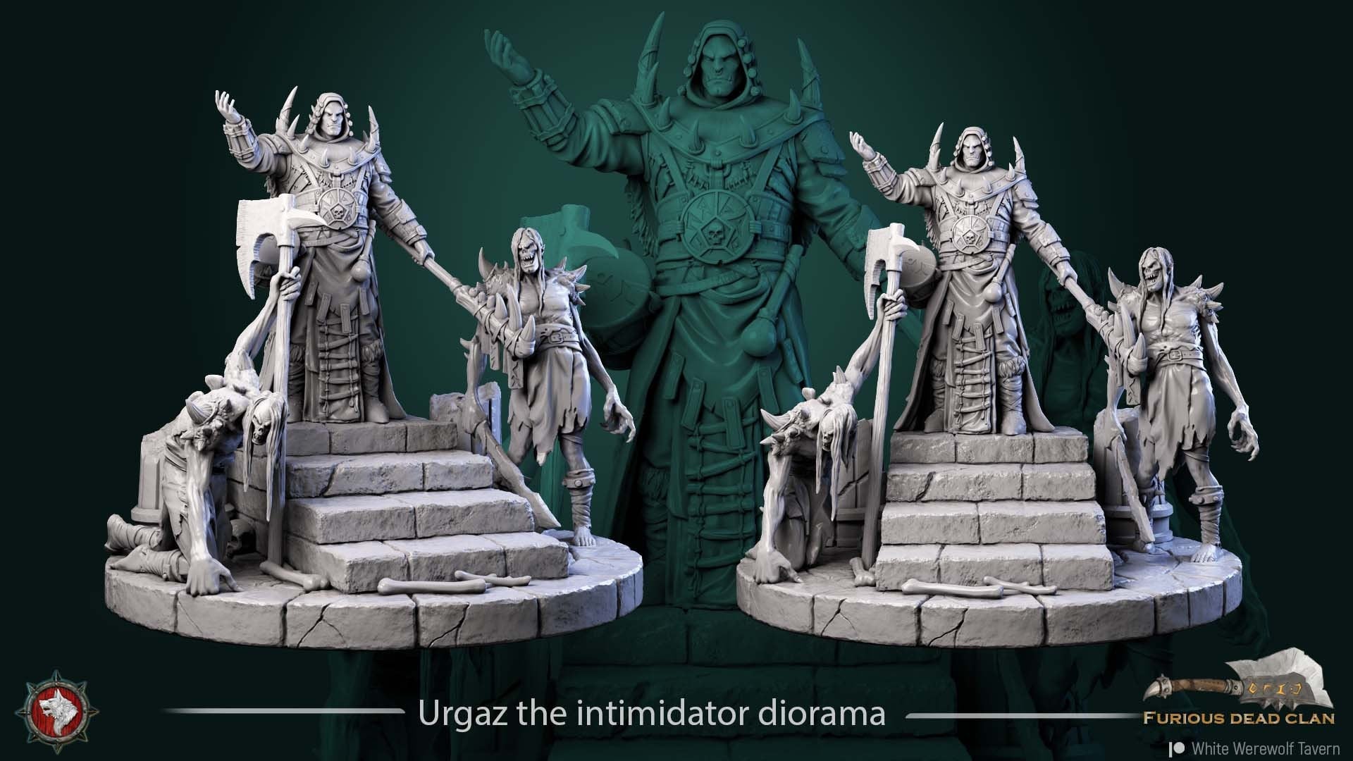 Urgaz the Intimidator Diorama | TTRPG Miniature | White Werewolf Tavern | Unpainted, Unplated Resin 8k