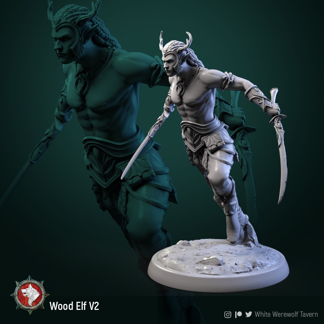 Wood Elves | TABLETOP SCALE | TTRPG Miniature | White Werewolf Tavern | Unpainted, Unplated Resin 8k