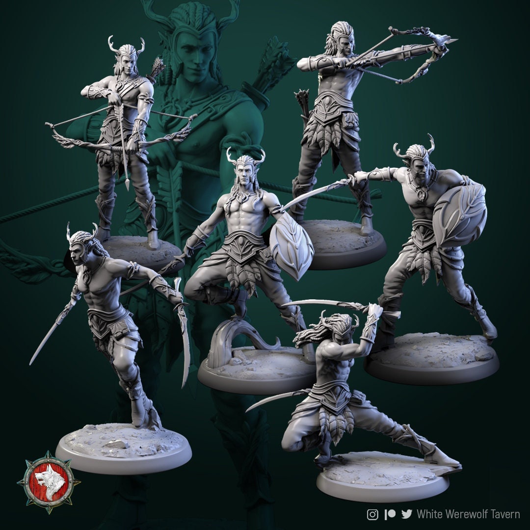 Wood Elves | TABLETOP SCALE | TTRPG Miniature | White Werewolf Tavern | Unpainted, Unplated Resin 8k