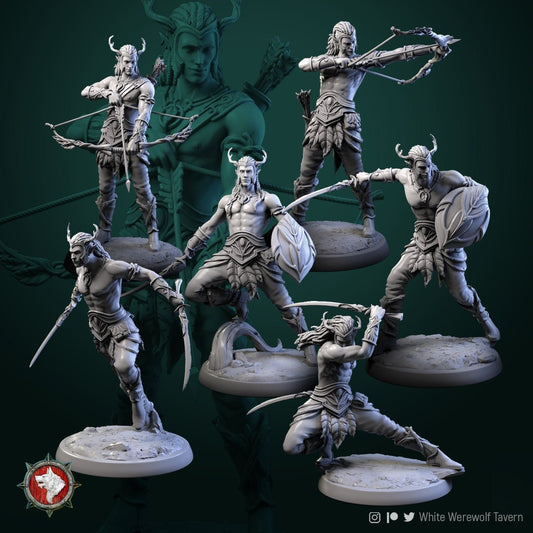 Wood Elves | TABLETOP SCALE | TTRPG Miniature | White Werewolf Tavern | Unpainted, Unplated Resin 8k