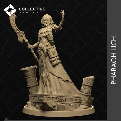 Pharaoh Lich, Mummy Lord Wizard | Tabletop Gaming Mini or Display Figure | Collective Studio