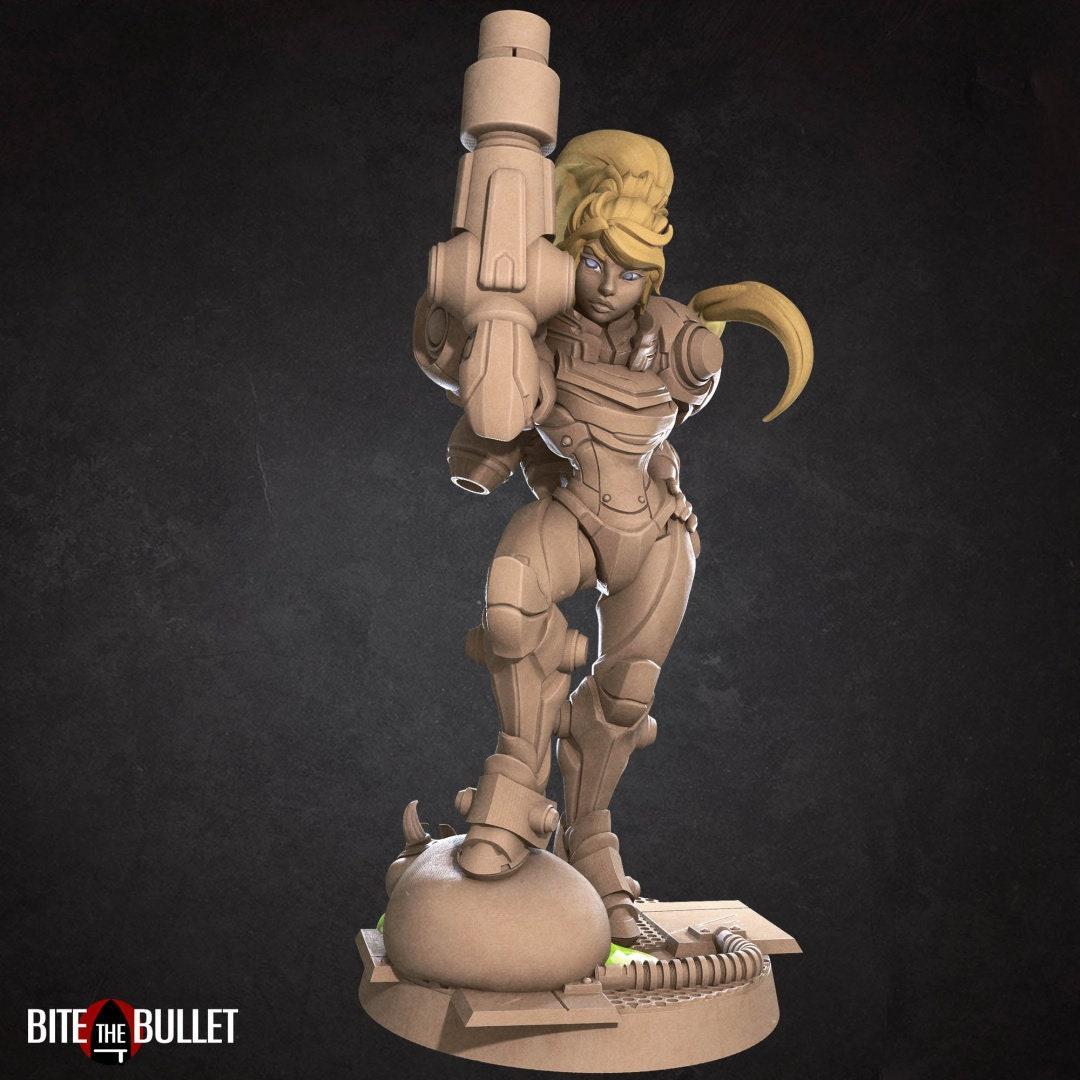 Exxotic Susana | Space Marine Bounty Hunter Pinup NSFW Model Miniature | Bite the Bullet