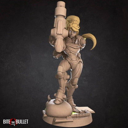 Exxotic Susana | Space Marine Bounty Hunter Pinup NSFW Model Miniature | Bite the Bullet