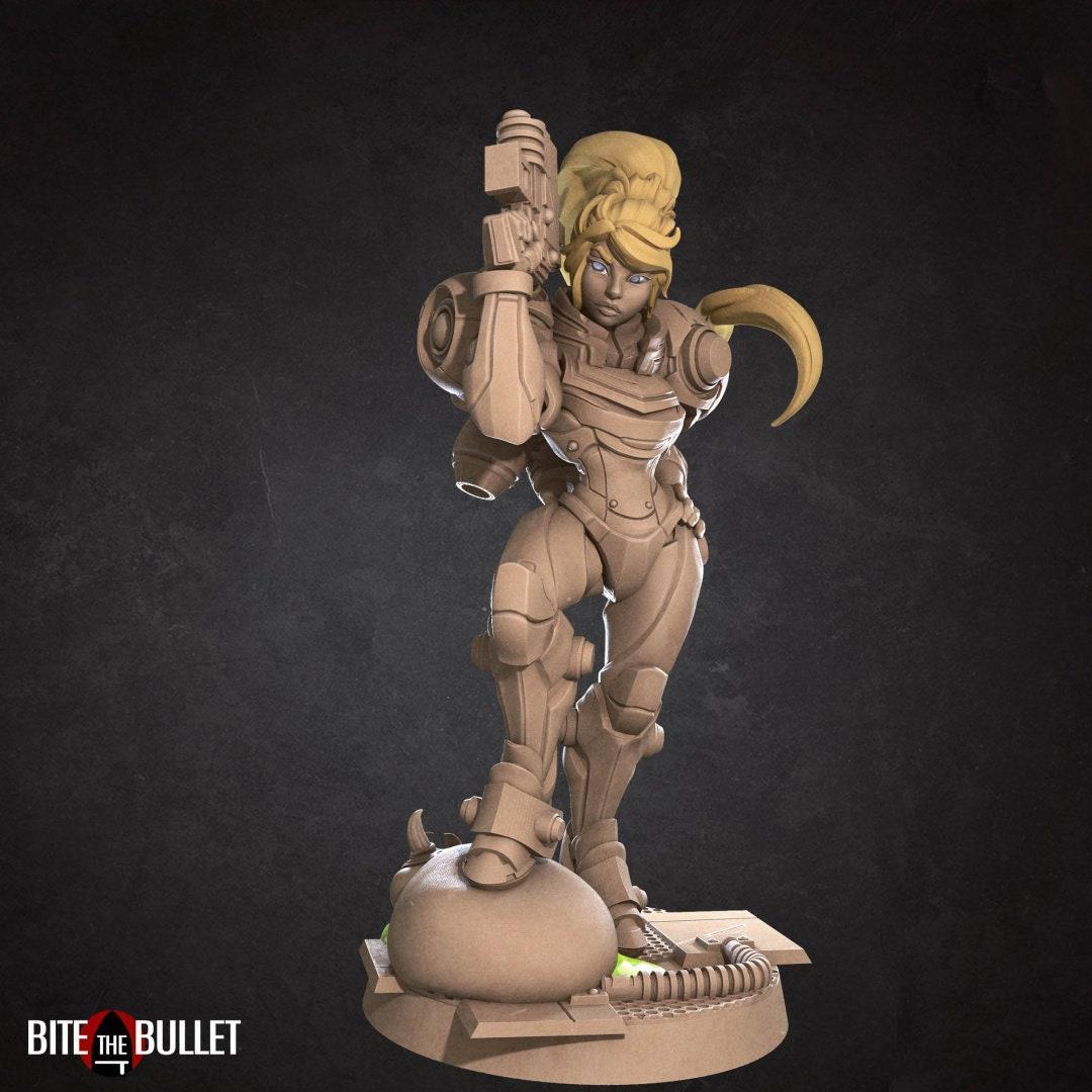Exxotic Susana | Space Marine Bounty Hunter Pinup NSFW Model Miniature | Bite the Bullet