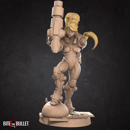 Exxotic Susana | Space Marine Bounty Hunter Pinup NSFW Model Miniature | Bite the Bullet