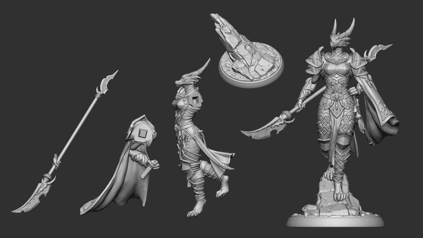 Armored Arsha | TTRPG D&D Miniature | White Werewolf Tavern | Unpainted, Unplated Resin 8k