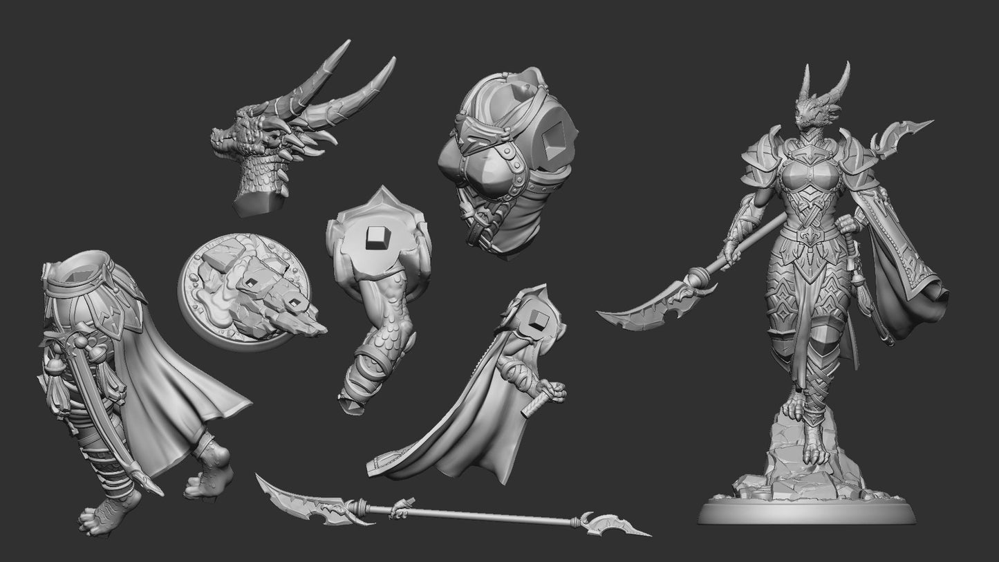 Armored Arsha | TTRPG D&D Miniature | White Werewolf Tavern | Unpainted, Unplated Resin 8k