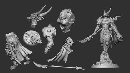 Armored Arsha | TTRPG D&D Miniature | White Werewolf Tavern | Unpainted, Unplated Resin 8k