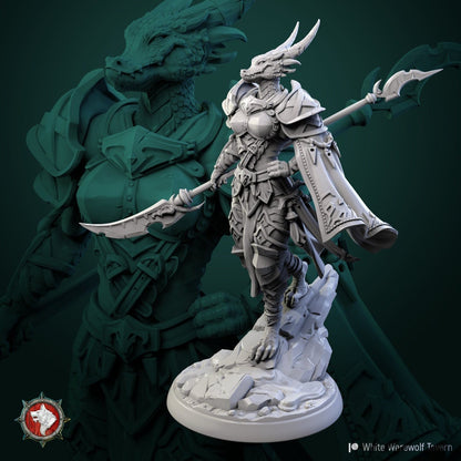 Armored Arsha | TTRPG D&D Miniature | White Werewolf Tavern | Unpainted, Unplated Resin 8k