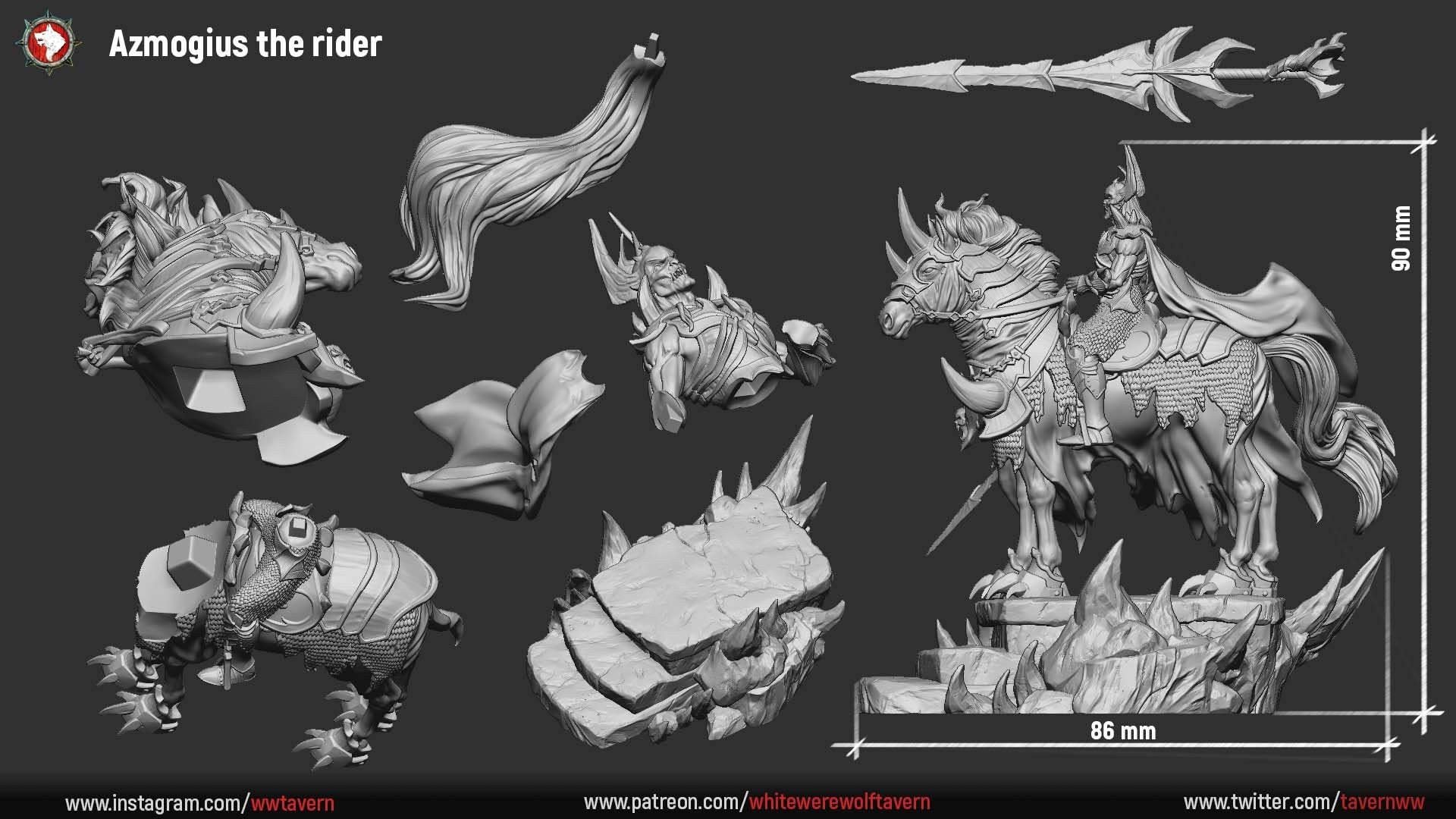 Azmogius the Rider | TABLETOP SCALE | TTRPG Miniature | White Werewolf Tavern
