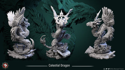 Celestial Dragon | TABLETOP SCALE | TTRPG Miniature | White Werewolf Tavern