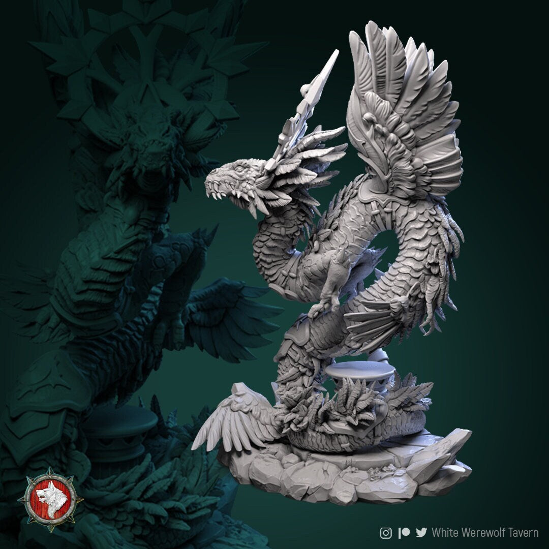Celestial Dragon | TABLETOP SCALE | TTRPG Miniature | White Werewolf Tavern
