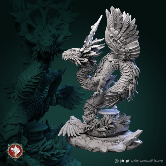 Celestial Dragon | TABLETOP SCALE | TTRPG Miniature | White Werewolf Tavern