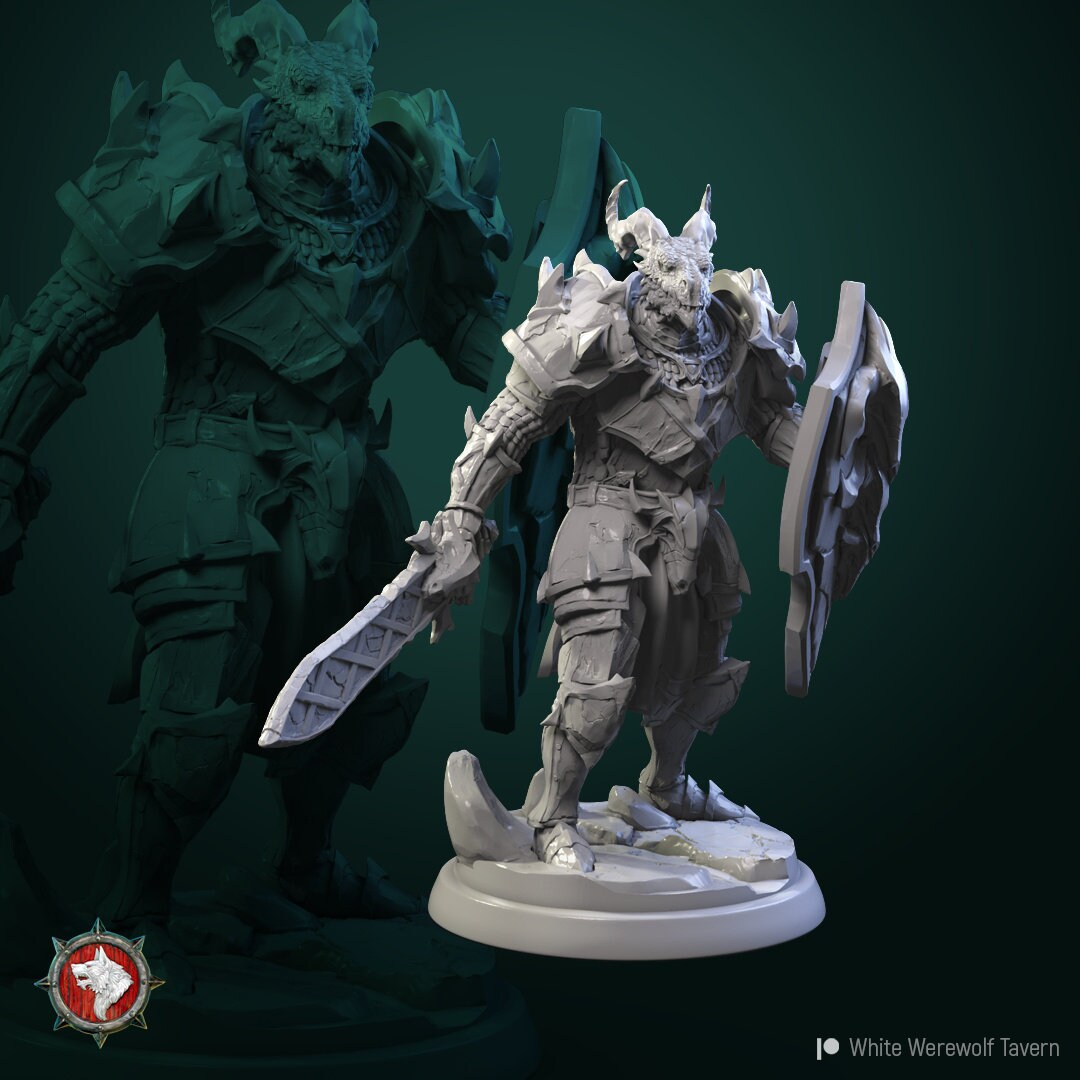 Dragonborn Knights | TABLETOP SCALE | TTRPG Miniature | White Werewolf Tavern | Unpainted, Unplated Resin 8k