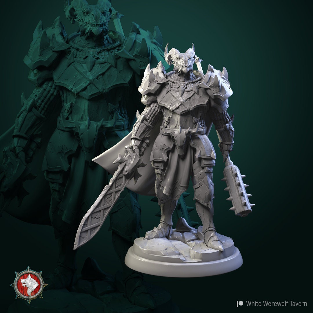 Dragonborn Knights | TABLETOP SCALE | TTRPG Miniature | White Werewolf Tavern | Unpainted, Unplated Resin 8k