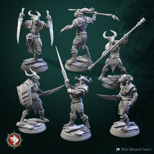 Dragonborn Warriors | TTRPG Miniature | White Werewolf Tavern | Unpainted, Unplated Resin 8k