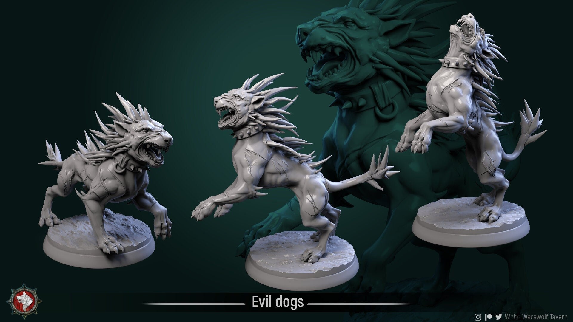 Evil Dogs | TABLETOP SCALE | TTRPG Miniature | White Werewolf Tavern