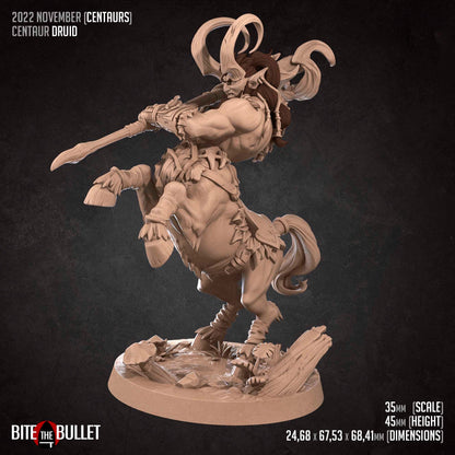Centaur Druid | TABLETOP SCALE | D&D TTRPG Miniature | Bite the Bullet | Unpainted, Unplated Resin 8k