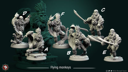 Flying Monkeys | TTRPG Miniature | White Werewolf Tavern | Unpainted, Unplated Resin 8k