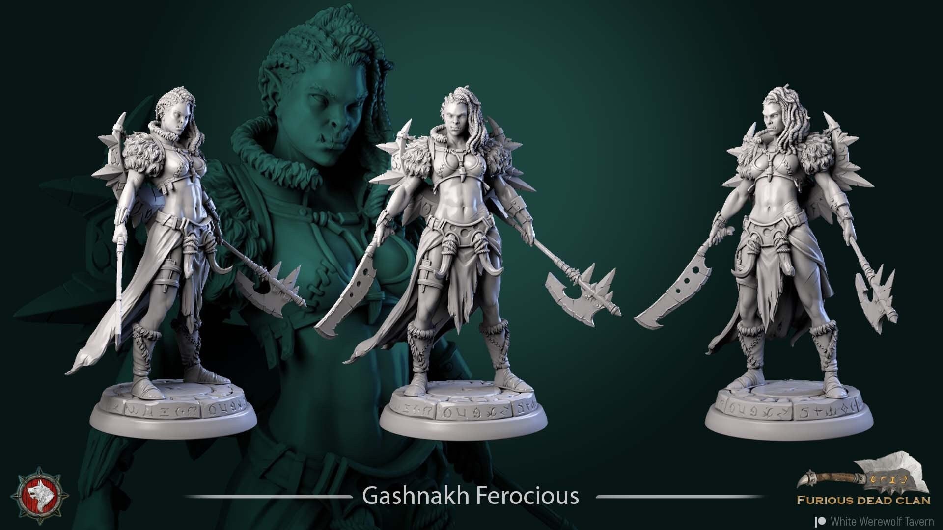 Gashnakh Ferocious | TTRPG Miniature | White Werewolf Tavern | Unpainted, Unplated Resin 8k