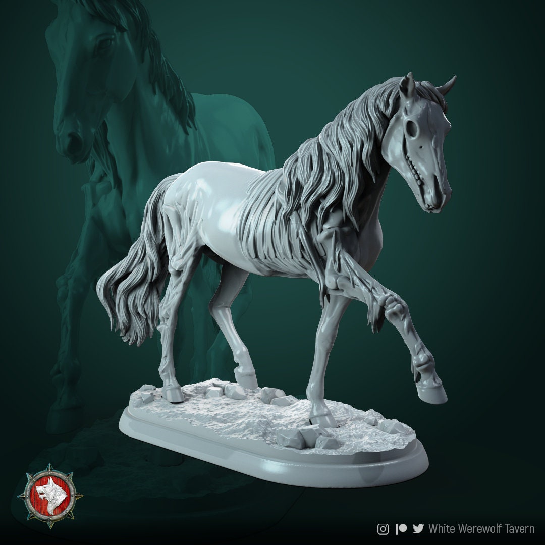 Ghost Horse | TABLETOP SCALE | D&D TTRPG Miniature | White Werewolf Tavern