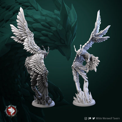 Ice Phoenix | TABLETOP SCALE | D&D TTRPG Miniature | White Werewolf Tavern