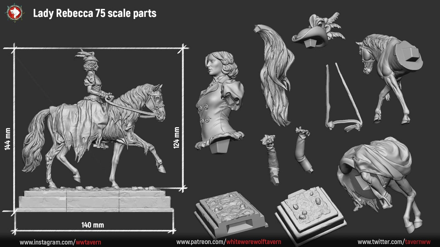 Lady Rebecca | TTRPG Miniature | White Werewolf Tavern | Unpainted, Unplated Resin 8k