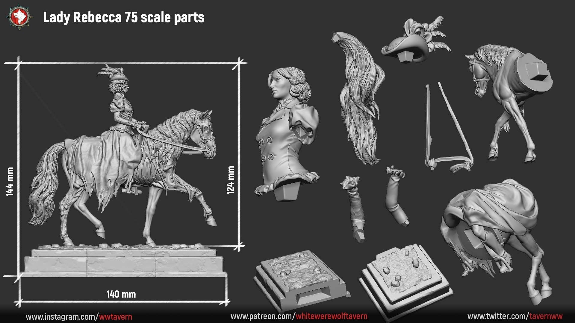 Lady Rebecca | TTRPG Miniature | White Werewolf Tavern | Unpainted, Unplated Resin 8k