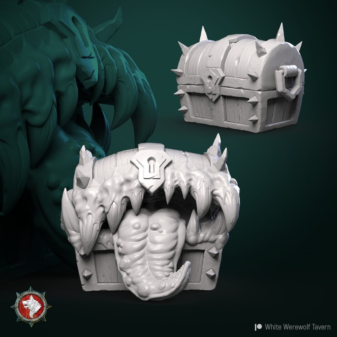 Mimic Chest Set | TABLETOP SCALE | TTRPG Miniature | White Werewolf Tavern