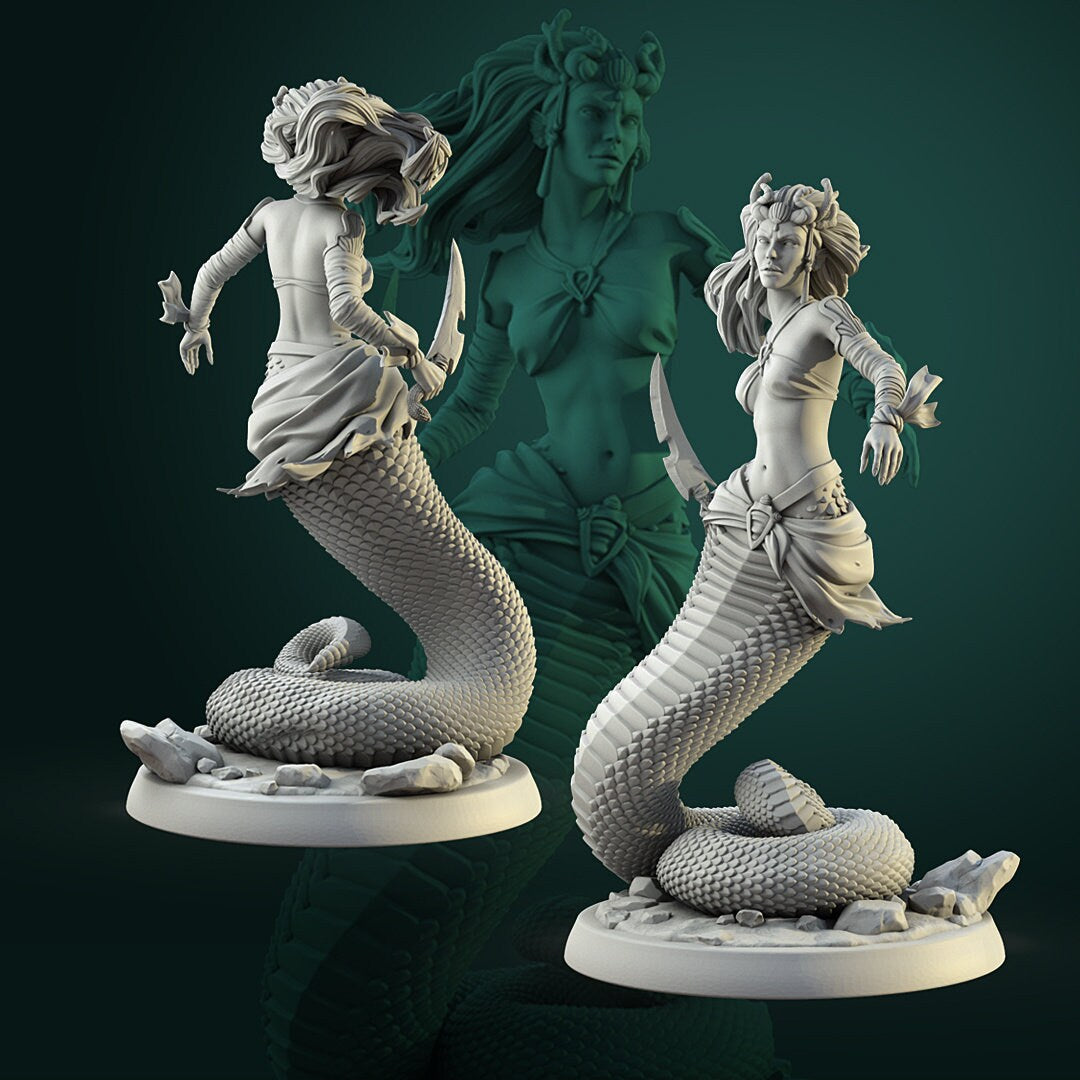 Naga, Females | TABLETOP SCALE | TTRPG Miniature | White Werewolf Tavern